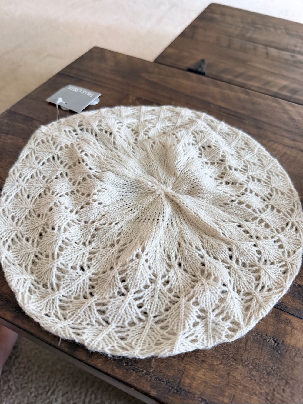 Falls Creek Cream Lace Knit Beret